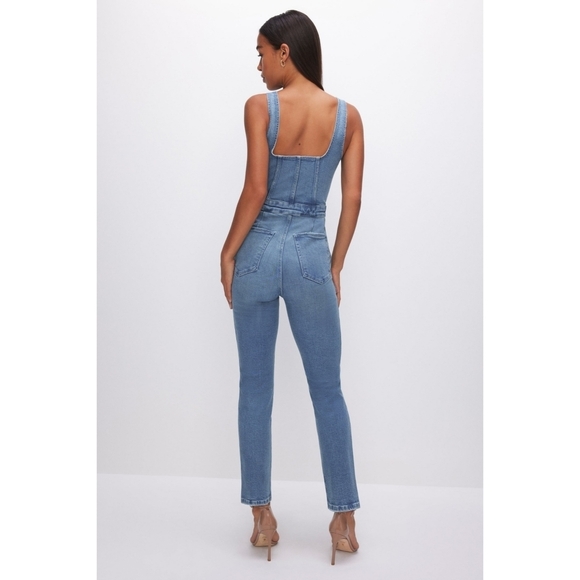 GOOD AMERICAN // sleeveless fit for success super soft stretch denim jumpsuit - Picture 8 of 9